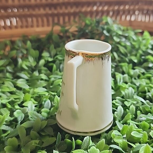 Vintage Novelty RX Porcelain Prescription Shot Glass Gold Tone Accent - Picture 7 of 8